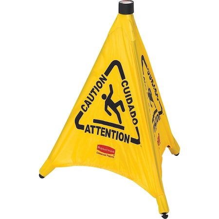 Rubbermaid Commercial Multi-Lingual Caution Safety Cone, 20" Height, 21" Width, Multilingual RCP9S0000YWCT
